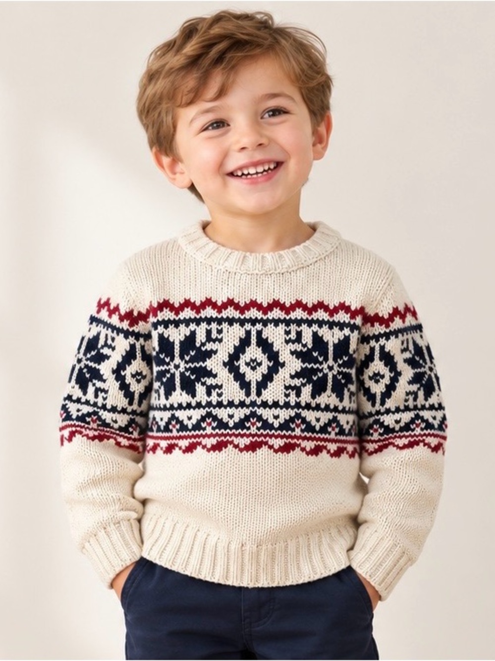 Polo Ralph Lauren Toddler 4T Fair Isle Cotton Sweater Cream Red Navy